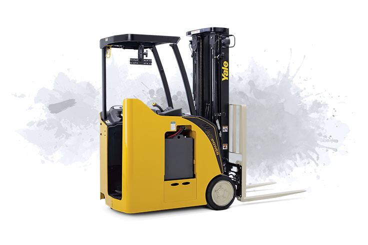 Efficient stand-up lift truck for dock and drive-in rack applications