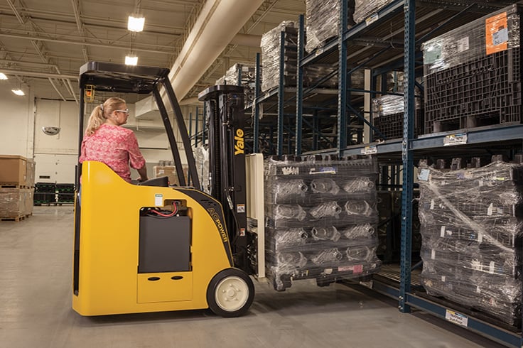 To Move products smarter and more efficiently Yale 3 wheel stand up lift truck