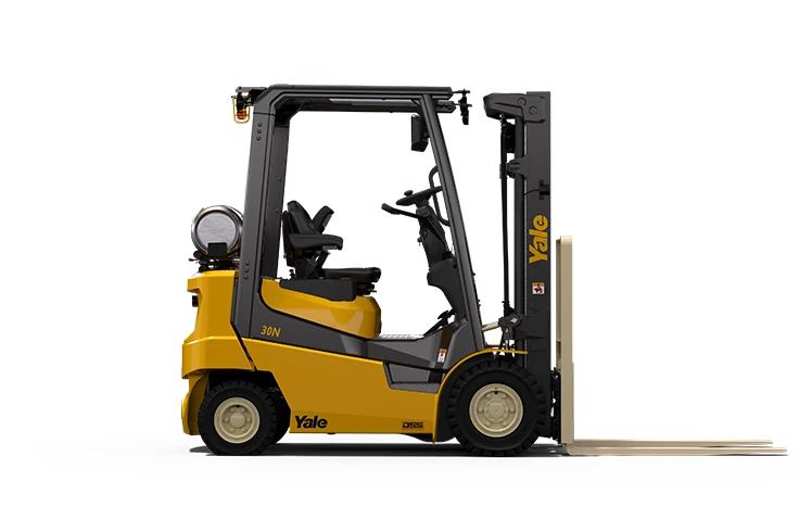 Side view of Yale GP30-40N ice cushion tire forklift